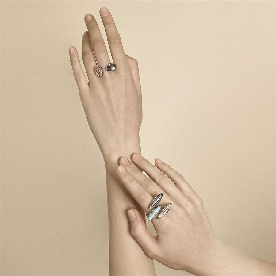 3 element Navetta ring AURUM | AN3 NAVETTAARG AU9R ACQMR